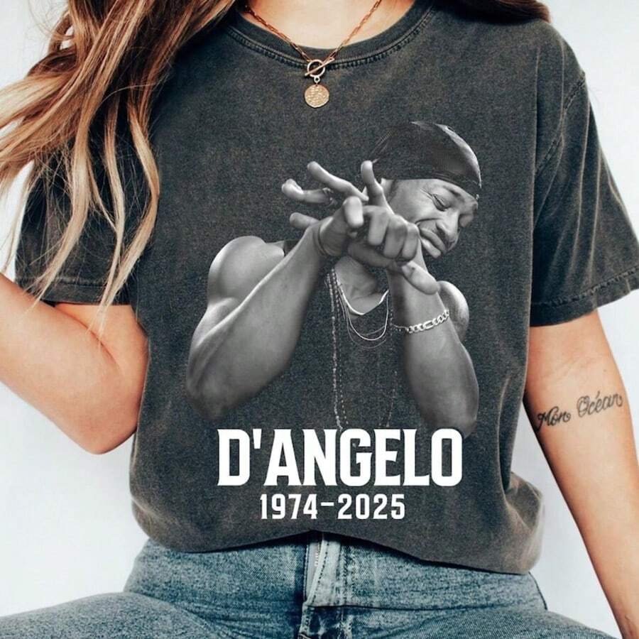 D'angelo Shirt, Brown Sugar, Vntg Rap Tee, 90s Rnb 2000's Music, Neo Soul, Music T-S - màu đen - Xem 1