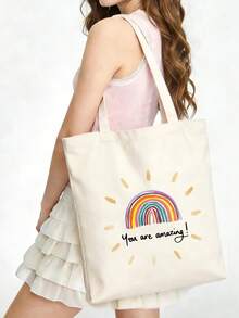 5/2/1pcs Floral & Book Reading Themed Canvas Zipper Storage Bags Gift Packaging Set, Creative "You're Awesome" Motivational Small Gift Bags, Suitable For Back To School, Graduation, Travel, Birthday, Anniversary, Teacher's Day, Appreciation Gifts - Beige - View 52