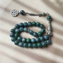 33pcs 10mm Green Glass Large Flower Beads Single Strand Arabic Style Daily Wear Bracelet Tasbih - Multicolor - View 1
