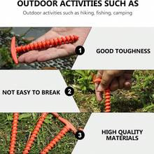 多包装T型塑料螺旋帐篷地钉，帐篷地锚，天幕固定器，适用于露营、徒步旅行、搭建庇护所，帐篷防风配件，户外装备 - 彩色 - 查看 7