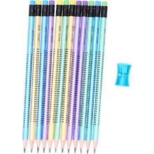 Juego de 12 Piezas Lápices con Sacapuntas, Lápiz de Madera Antideslizante Set de Rotuladores de Carboncillo Profesionales con Recambio Negro para Niños Estudiantes y Adultos,40813930 - Multicolor - Ver 1