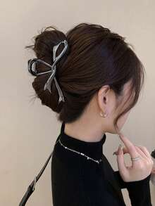 1pc Women's Bowknot Ribbon Barrette, Elegant Metal Hair Claw, Fashionable Accessory, Suitable For Spring, Summer, Autumn, Winter - Multicolor - View 10