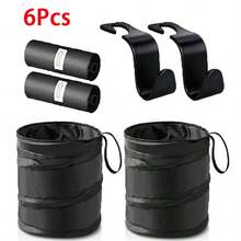 黑色折叠垃圾桶,配有垃圾袋,便携式尼龙垃圾桶,带挂绳,适用于户外露营、野餐和公路旅行,多功能收纳整理器,垃圾袋支架或车载垃圾桶 - 螺旋垃圾桶 - 查看 3