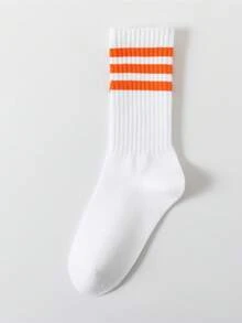 6 Pairs Colorful Vertical Striped Mid-Calf Socks, Autumn/Winter - Multicolor - View 9