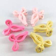 6个/包 4.5厘米糖果色蝴蝶结塑料发夹，适合女性日常佩戴，优雅时尚发爪夹 - 彩色 - 查看 7
