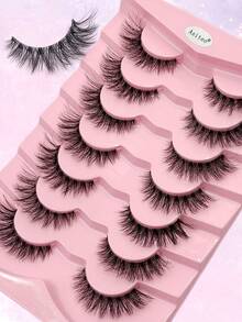 Asiteo 7 Pairs Natural Fluffy Lashes, Soft & Thick False Eyelashes, Makeup Extending Lashes, Reusable - Black - View 7