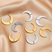 5pcs Stainless Steel Crescent Moon Pendant Charms, Double Hole, Suitable For DIY Necklace And Earring Making - Pendants - View 1