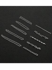 10Pcs Nose Rings Chain Stainless Steel Heart Double Nose Chains Nostril Piercing Jewelry For Women Men Silver Tone 32/35/38/40/45/50mm - Silver - View 11