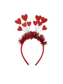 2/3pcs/Set Valentine's Day Red Heart Accessories Set, Red Heart Headband, Heart-Shaped Glasses, Stockings, Party Themed Couple Outfit Accessories, Photo Props - Multicolor - View 11