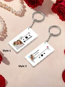 Personalizowany brelok z odtwarzaczem muzycznym, personalizowany brelok z piosenką, personalizowany brelok akrylowy ze zdjęciem/tekstem/piosenką, klucz DIY, dekoracja opakowania, zawieszka do portfela, odpowiedni dla mężczyzn i kobiet, prezent urodzinowy, prezent ślubny, prezent dla koleżanki z klasy, wykwintny i romantyczny, elegancki na zimę, pamiątka z okazji Walentynek i Dnia Kobiet, prezent materiałowy, romantyczny prezent z piosenką - Wielokolorowe - Zobacz 7