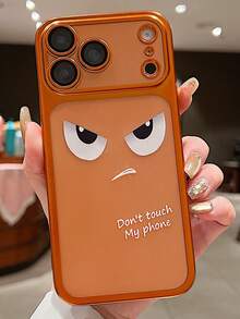 Expression Luxury Matte Translucent TPU Angry Eye Pattern Phone Case Compatible With IPhone 17 Pro Max 16 15 14PLUS 13 12 11Pro Air Shockproof Back Cover - Orange - View 11