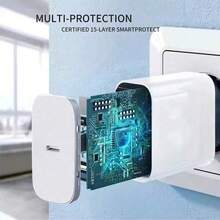 20W 美规插头墙式充电器适配器 + 3.3 英尺编织数据线充电套装，快速充电，耐用充电线，兼容 17 Pro Max/17 Pro/16/15、S25/S24/S23/S22/S21 Ultra Plus 等系列 - 美規A型插(110-127V) - 查看 4