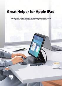 Acer 宏碁 Type-C 扩展坞，千兆以太网端口，USB 3.0 集线器，RJ45 适配器，HDMI 4K 60Hz，PD 充电扩展坞 - 深灰色 - 查看 5