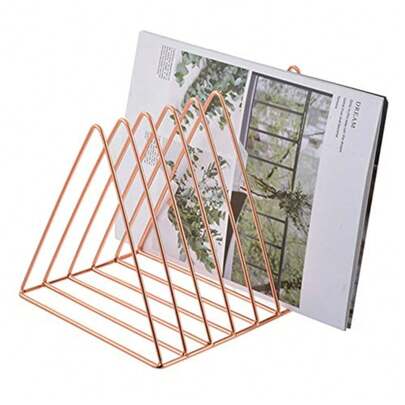 Porte-disque Étagère de rangement de bureau en fer multifonction Triangle Organisateur de fichiers Décoration Maison Bureau