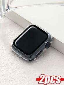 BOLLYMORE 2PCS Unisex Super Thin Tempered Glass Protective Case, Spatter Oil Fashionable Cute Style, Compatible With Apple Watch Series 38/40/41/42/44/45/46/49mm, Compatible With Apple Watch Ultra/SE/11/10/9/8/7/6/5/4/3/2/1, Smart Watch Accessories - 2 PCS Watch Case - View 2