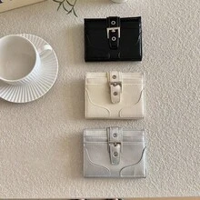 韩版ins风铆钉裂纹皮革钱包，高端多卡位卡包，简约短款女士零钱包，个性化定制 - 彩色 - 查看 6