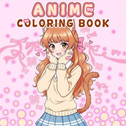 GDTME 漫画少女系列：1本成人涂色书，24页厚纸，尺寸7.9英寸×7.9英寸，包含怀旧可爱的少女线条画，有助于缓解压力和放松身心。设计简洁易用。