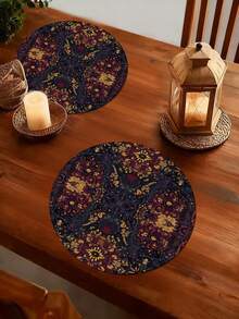4pcs/6pcs Bohemian Round Placemats, Bohemian Style Home Decor, Bohemian Style, Linen-Like Material, Bohemian Home Decor Indoor/Outdoor Party Supplies, Bohemian Theme Decoration, Room Decor. Suitable For Home Kitchen Decor And Event Party Decoration - Multicolor - View 2