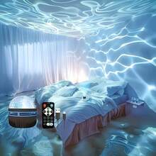 1pc LED Water Wave Projection Lamp, Dimmable Indoor Ambient Lighting, USB Powered With Remote Control, Adjustable Lighting Color, Suitable For Bedroom And Home Decor, Great Birthday And Holiday Gift - ánh sáng màu - Xem 1