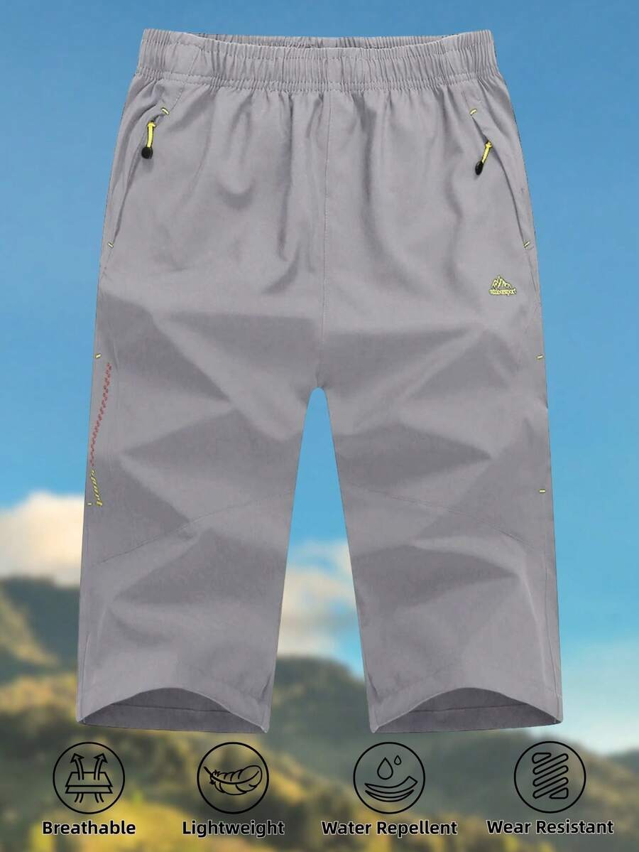 Men's Summer Quick-Dry Capri Pants 3/4 Length Jogging Pants Outdoor Lightweight Sportswear With 3 Zipper Pockets - Light Grey - View 1