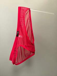 1 Stück sexy transparente Mesh Herren Unterhose mit voller Abdeckung und niedriger Taille, rote dreieckige Unterwäsche - Rot - Übersicht 5