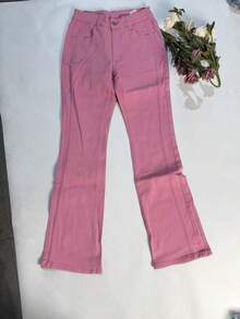 Women's Y2K Flared Jeans With Pockets Casual Spring Pink - Pink - View 6