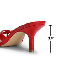 Women Crisscross Strap Kitten Heeled Sandals Fashionable Casual Slip-On High Heel Mules Comfortable Party Wedding Dress Shoes - Đỏ - Xem 6
