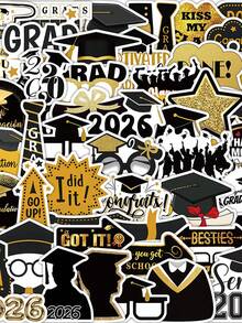 50pcs 2026 Graduation Graffiti Stickers, Cartoon Style Campus Graduation Party Waterproof Reusable Stickers For Motorcycle Helmet, Car, Gift Box, Envelope, Graffiti Stickers, Guitar, Laptop, Luggage, DIY Crafts, Helmet Stickers, Gamer Stickers, Sticker Book, Games, Diary Stickers, Bicycle Stickers, Gamer Birthday Party, Gamer Party, Office Decor - 2026 Graduation Season - View 1