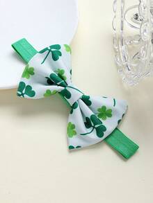5条/包 绿色系列婴儿发带，印有幸运草和蝴蝶结图案，轻盈透气，四季皆宜，是拍照和送礼的理想之选。 - 彩色 - 查看 4