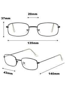 一副时尚方形镜框眼镜，金属镜框搭配透明镜片，男女通用，轻便时尚 - 黑色 - 查看 5