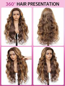 ZHUICHAO 180% Density 13x6 HD Transparent Lace Front Wigs Pre Plucked Hairline Wigs #P4/27 Highlight 24 Inch Glueless Ombre Honey Gold Body Wave Human Blended Hair Women's Fashion Wig Suitable For Daily Wear Or Gatherings - SP4/27 - View 4