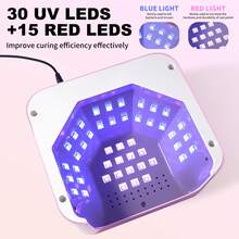 2026新款热销UV LED美甲灯，配备4个定时器（10秒/30秒/60秒/99秒）、液晶显示屏和闪亮水钻，专业美甲沙龙家用凝胶美甲烘干机，是送给美甲爱好者的完美圣诞节礼物、美甲用品和情人节礼物。 - 粉色 - 查看 4