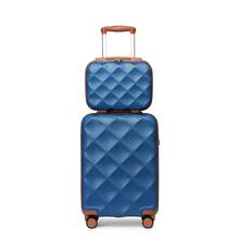 20 Inch Carry On Cabin Luggage Set Of 2 ABS Hardshell Suitcase With 13 Inch Beauty Case Diamond Pattern Lightweight Spinner Wheels Telescopic Handle And TSA Lock - Navy Blue - View 12