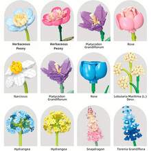865pcs ABS Flower Building Blocks, Multi-Angle Adjustment, Compact Fit, Stem Length & Leaf Angle Adjustable Set,Perfect Confession Bouquet, Family Everlasting Flower Ornaments,Gifts For Valentine's Day (Vase Not Included) - Multicolor - View 8