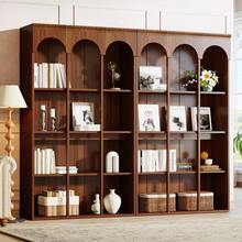 LITTLE TREE 70.9" Tall Arched Bookcase, 5-Tier Freestanding Wooden Bookshelf, Mid-Century Modern Farmhouse Open Library Book Shelving Unit For Living Room, Home Office, Walnut Brown - 棕色 - 查看 8