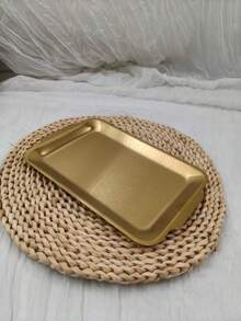 1pc Stainless Steel Korean BBQ Tray, Serving Platter, Grill Plate, Food Tray, Party Tray, Dessert Tray, Cake Tray, Fruit Tray, Snack Tray, Kitchen Supplies, Christmas Gift - Gold - View 10