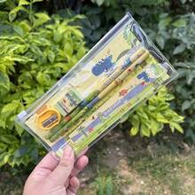 4pcs Cute Animal Theme Stationery Set - 8 Pencils, 4 Erasers, 4 Pencil Sharpeners And 4 Rulers - Graduation Ceremony Small Gifts - Interesting Design School Supplies - Sturdy Plastic Box - Back To School Gift - Aesthetic Stationery - 2025 School Supplies - Children Stationery Gift Set - Multicolor - View 5