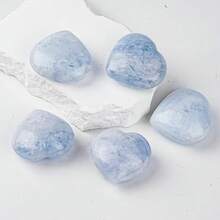 Natural Blue Heart-Shaped Stone, Home Decoration, Holiday Decoration, Office And Study Decoration Ornaments, Christmas, Valentine's Day, Thanksgiving Gifts For Family And Friends - Màu xanh lam - Xem 4