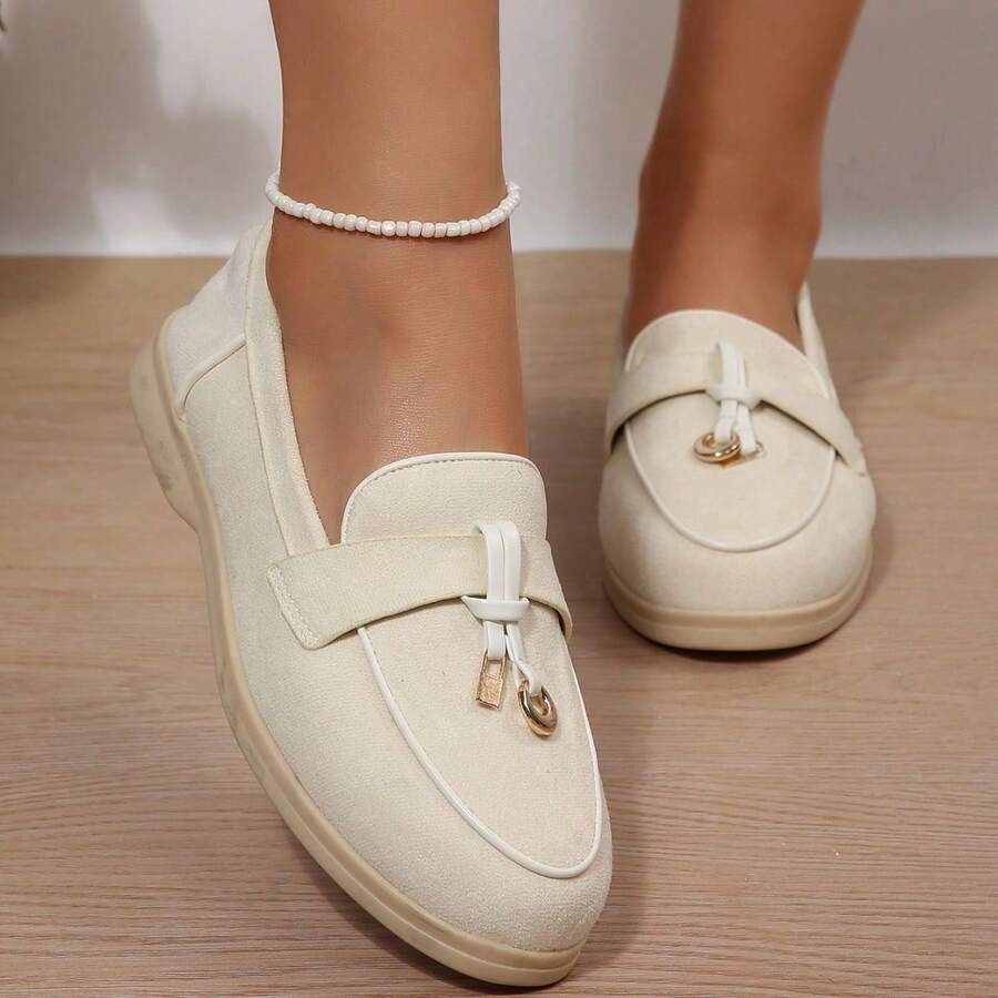 Women's Loafers – Slip-On Shoes With Metal Detail For Work, Casual & Everyday Wear - 米色 - 查看 1