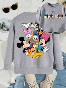 Disney Classic Character Hoodies: Mickey Mouse And  All Come Together With Printed Patterns, Suitable For Both Boys And Girls, Perfect For Festivals, Machine Washable, Fashionable, Casual And Versatile. - 灰色 - 查看 1