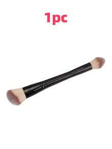 1pc Professional Dual-Headed Makeup Brush, Powder Brush, Blush Brush, Makeup Tool, Soft Fibers, Easy To Carry, Travel Brush - Black - View 7