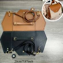 5pcs Crochet Bag DIY Kit, Tote Bag Making Tools, Square Tote Bag, Brown, Black, DIY Crochet Bag Supplies, Handmade Woven Bag, Includes Cover + Strap + Side Panels, Easy To Make, Women Tote Bag DIY, Bag Making Accessories, Holiday Gift, Christmas Gift, Thanksgiving Gift - A - View 2