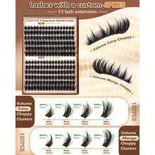 Manga Lash Clusters With Spikes Wispy Cluster Eyelash Extensions Natural Fairy Eyelash Clusters D Curl Individual Lashes Fluffy False Eyelashes (12 - 18mm) - I-manga + cụm tiên kết hợp - Xem 6