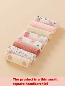 8片装轻薄透气单层婴儿围兜，可作喂食湿巾，多用途抹布，四季皆宜 - 彩色 - 查看 9