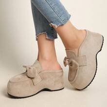 New Style Women's Mule Shoes, Fashionable And Versatile, Closed Toe, Wedge Heel, Simple And Casual, Flat, Soft Sole, Comfortable And Not Tiring To The Feet, Slip-On, Plus Size Women's Shoes. - 卡其色 - 查看 4