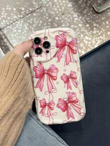 Bow-Knot Bow Tie Cream Swirl Wave Edge Beige Fashionable Minimalist Thick Anti-Drop Phone Protective Case Compatible With IPhone 17/17 Pro, 15 Pro Max, 16/16 Pro/16 Pro Max, 16 Plus, 15 XR/7/8, 15 Pro Max, 12 Pro Max, 13 Pro Max, 14 Pro Max, 13/14/11/12P/14, Phones - Multicolor - View 3