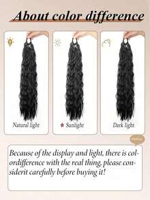 24英寸黑色、棕色和浅棕色多色波浪马尾假发接发，带松紧带，波浪柔和，外观自然，易于佩戴，瞬间增加头发长度和蓬松度，适合女性日常佩戴、节日派对、音乐节和其他场合。 - 彩色 - 查看 8