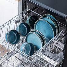 vancasso The 12-Piece Matte Blue, Kiln-Turned Ceramic Tableware Set With Curved Rim Is Suitable For 4 People