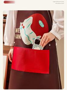 1pc Waterproof And Oil-Proof Bib Apron With Towel Pocket, Suitable For Cooking And Baking, Household Cleaning, Hair Salon And Nail Salon, Durable And Fashionable Waterproof Kitchen Apron - Yellow - View 6