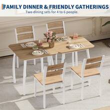 Conjunto de Comedor rústico para 2 Personas - Mesa Cuadrada y 2 sillas tapizadas - Estructura metálica y diseño Compacto - Ideal para cocinas pequeñas y desayunadores - Color de la madera - Ver 5